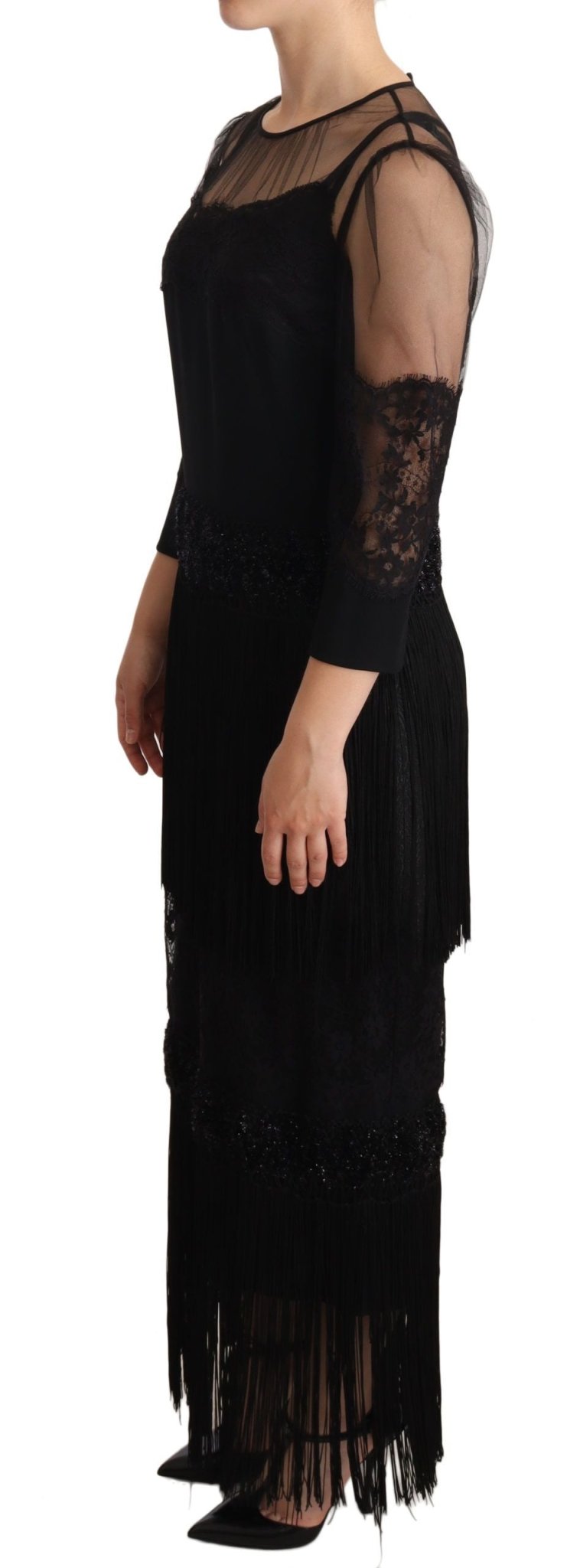 Dolce & Gabbana Elegant Lace Midi Dress in Black - Sandy Store ByNet