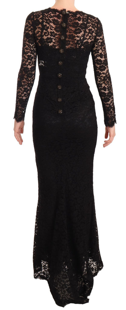 Dolce & Gabbana Elegant Laminated Lace Mermaid Dress - Sandy Store ByNet