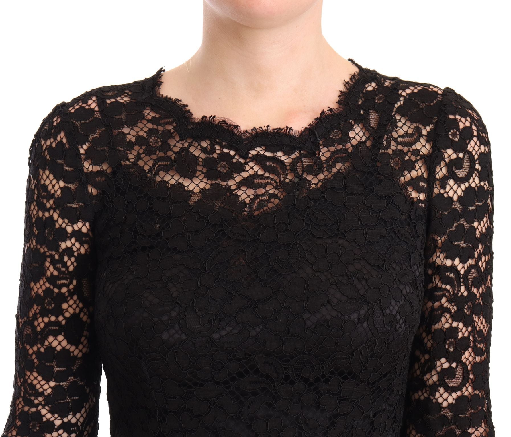 Dolce & Gabbana Elegant Laminated Lace Mermaid Dress - Sandy Store ByNet