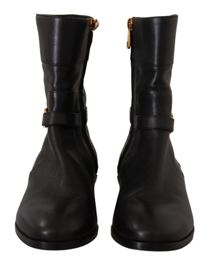 Dolce & Gabbana Elegant Leather Biker Boots - Sandy Store ByNet