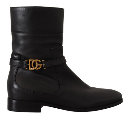 Dolce & Gabbana Elegant Leather Biker Boots - Sandy Store ByNet