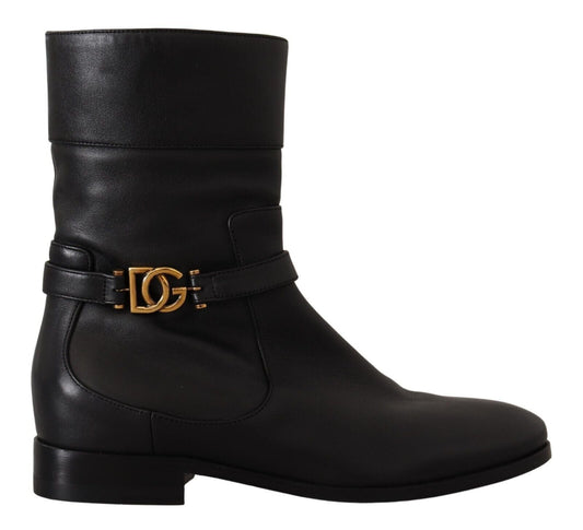 Dolce & Gabbana Elegant Leather Biker Boots - Sandy Store ByNet