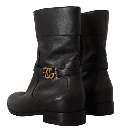 Dolce & Gabbana Elegant Leather Biker Boots - Sandy Store ByNet