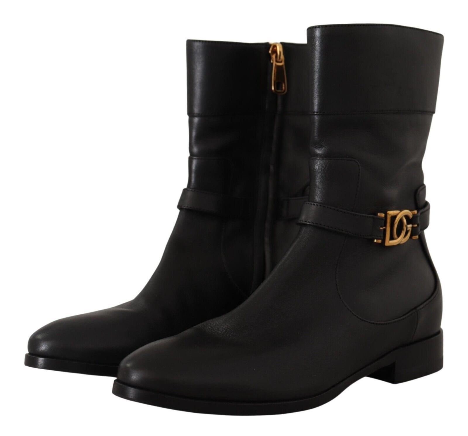 Dolce & Gabbana Elegant Leather Biker Boots - Sandy Store ByNet