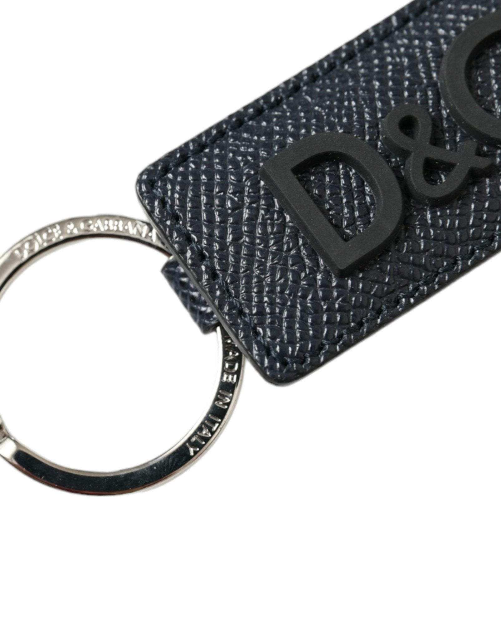 Dolce & Gabbana Elegant Leather Keychain in Black & Silver - Sandy Store ByNet