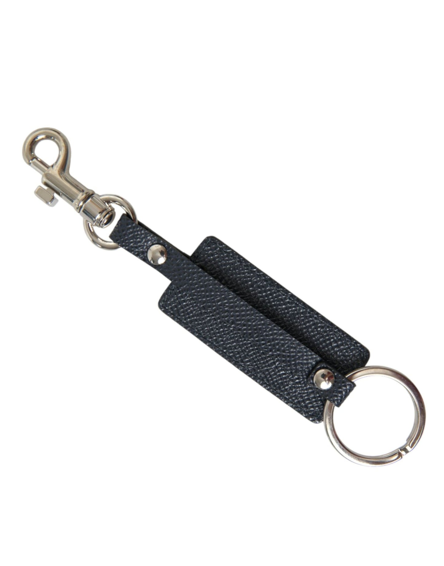 Dolce & Gabbana Elegant Leather Keychain in Black & Silver - Sandy Store ByNet