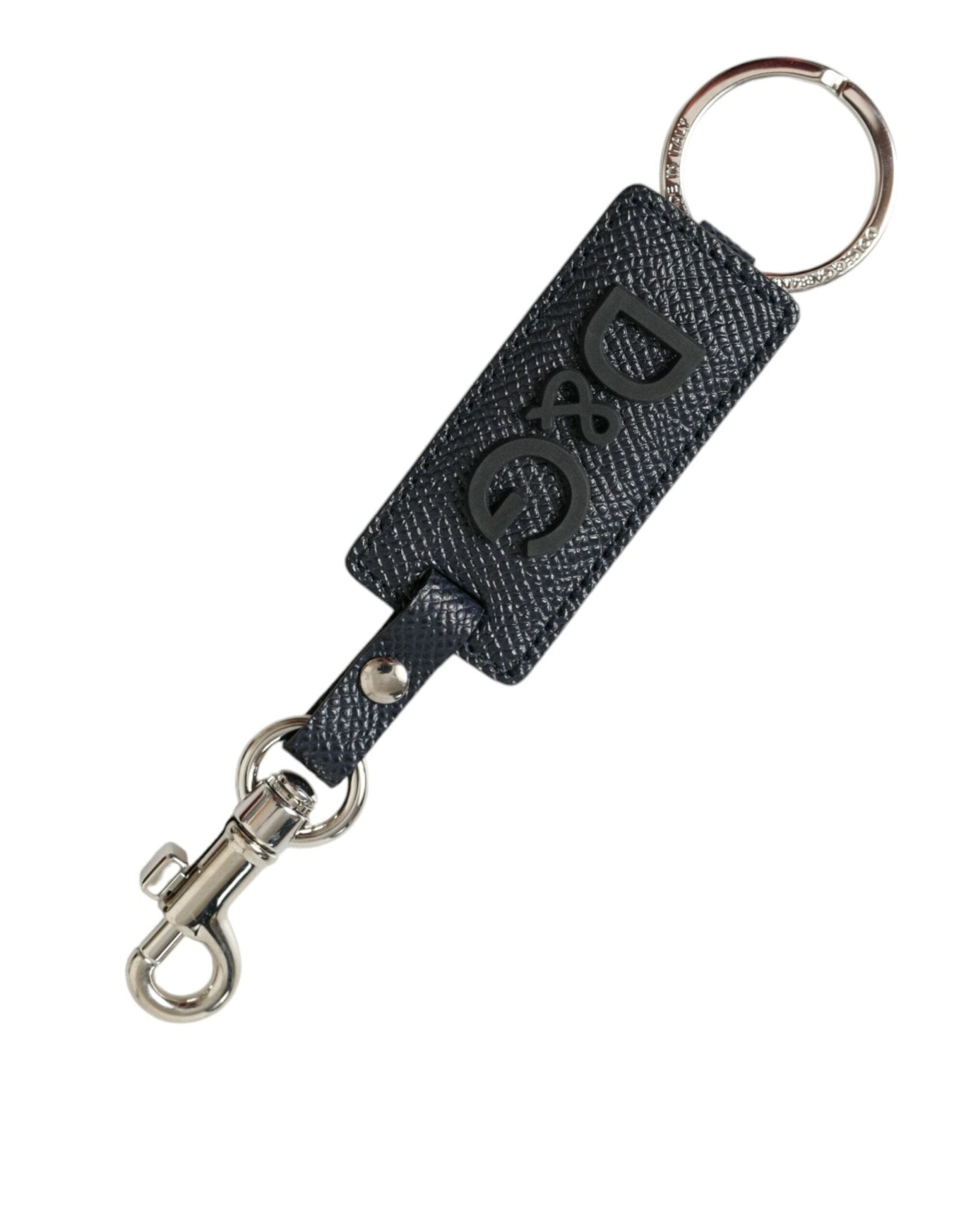 Dolce & Gabbana Elegant Leather Keychain in Black & Silver - Sandy Store ByNet