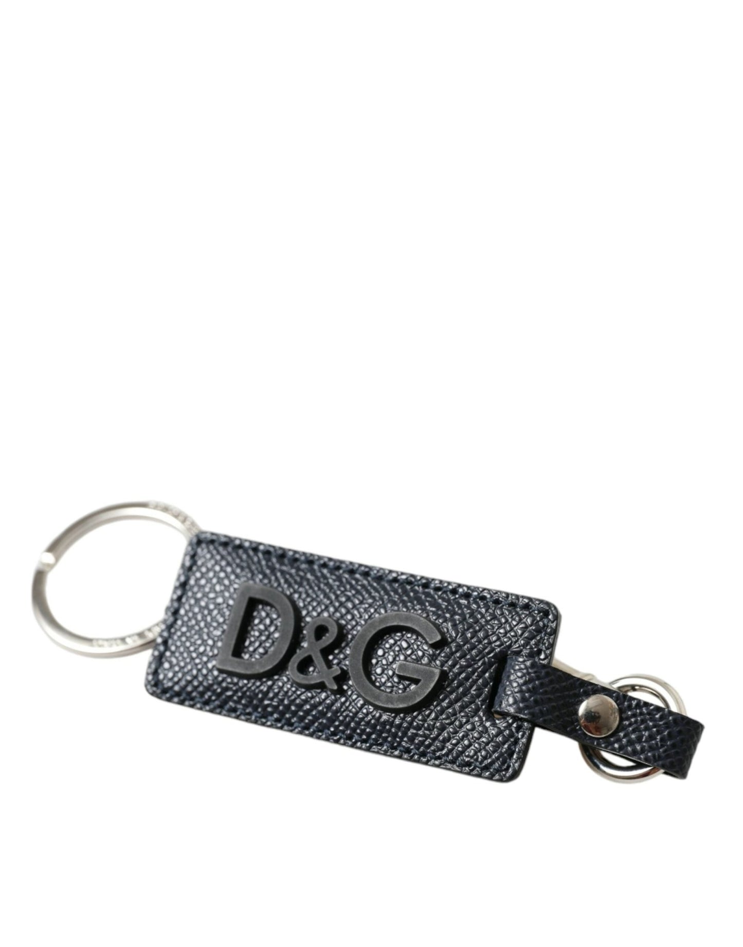 Dolce & Gabbana Elegant Leather Keychain in Black & Silver - Sandy Store ByNet