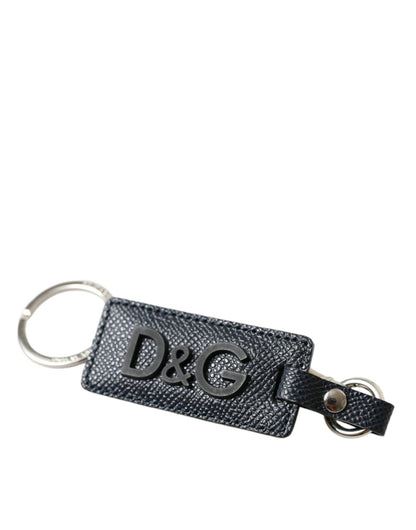 Dolce & Gabbana Elegant Leather Keychain in Black & Silver - Sandy Store ByNet