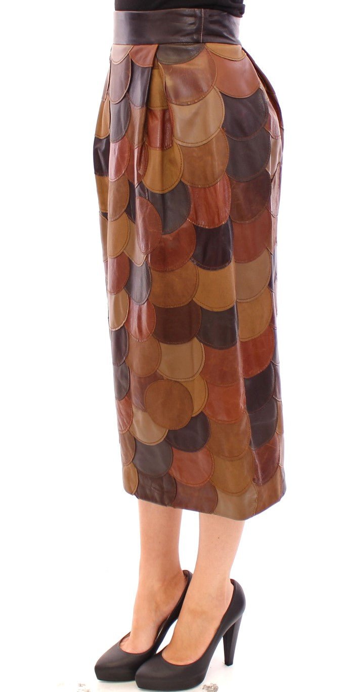 Dolce & Gabbana Elegant Leather Patchwork Skirt - Sandy Store ByNet