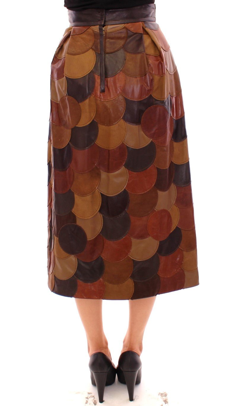 Dolce & Gabbana Elegant Leather Patchwork Skirt - Sandy Store ByNet