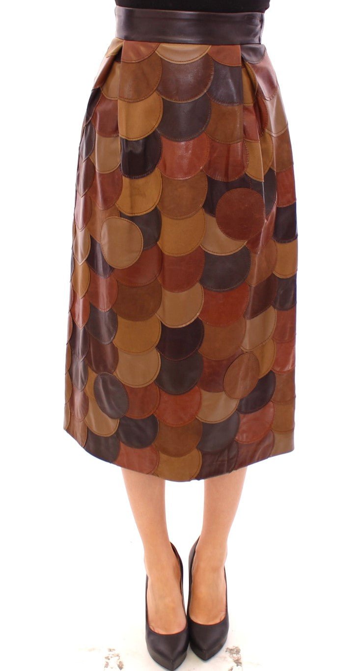 Dolce & Gabbana Elegant Leather Patchwork Skirt - Sandy Store ByNet
