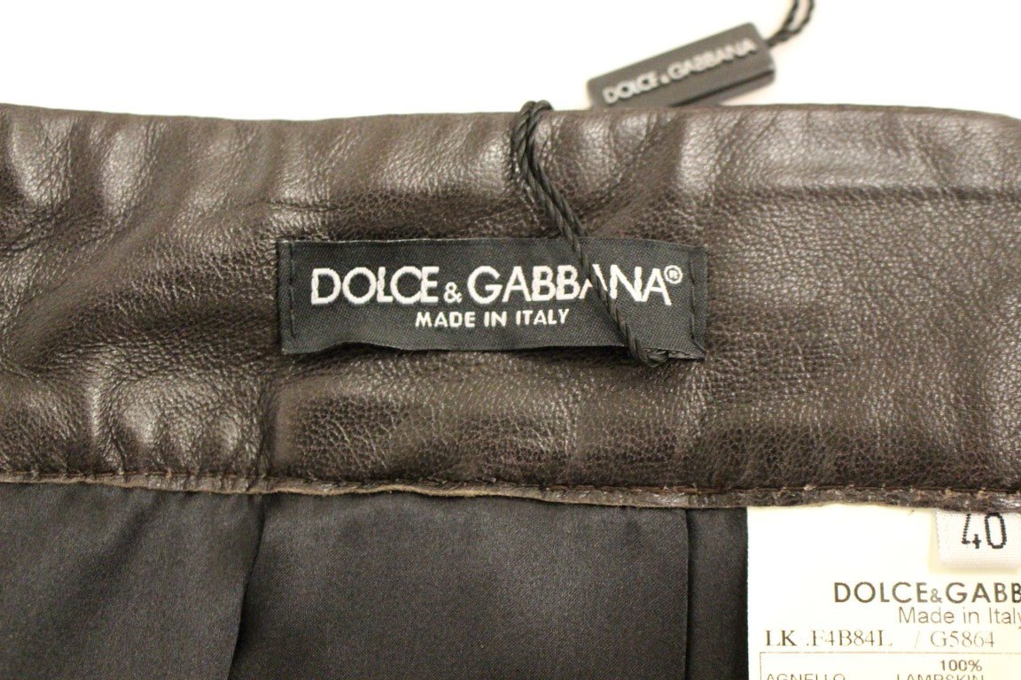 Dolce & Gabbana Elegant Leather Patchwork Skirt - Sandy Store ByNet