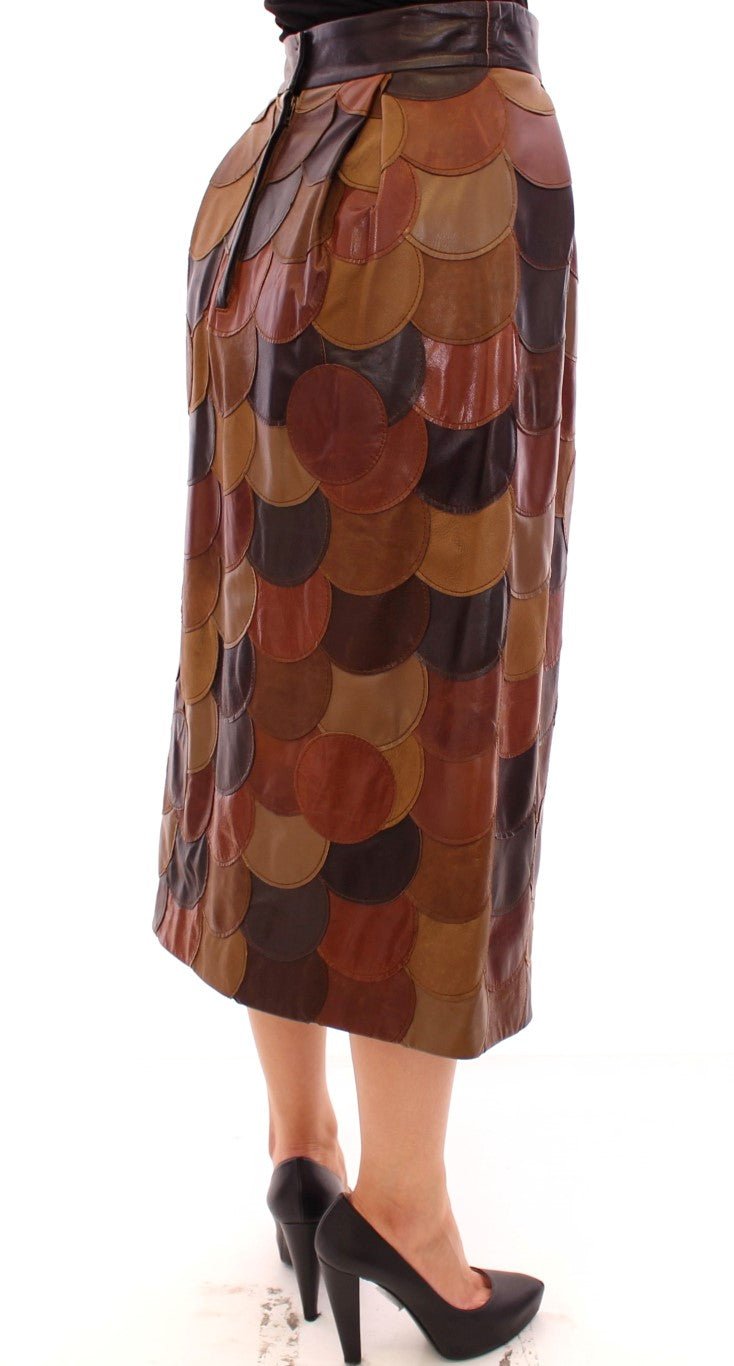 Dolce & Gabbana Elegant Leather Patchwork Skirt - Sandy Store ByNet