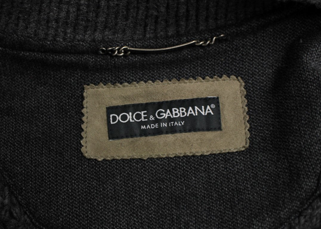 Dolce & Gabbana Elegant Leather & Wool Blend Jacket - Sandy Store ByNet