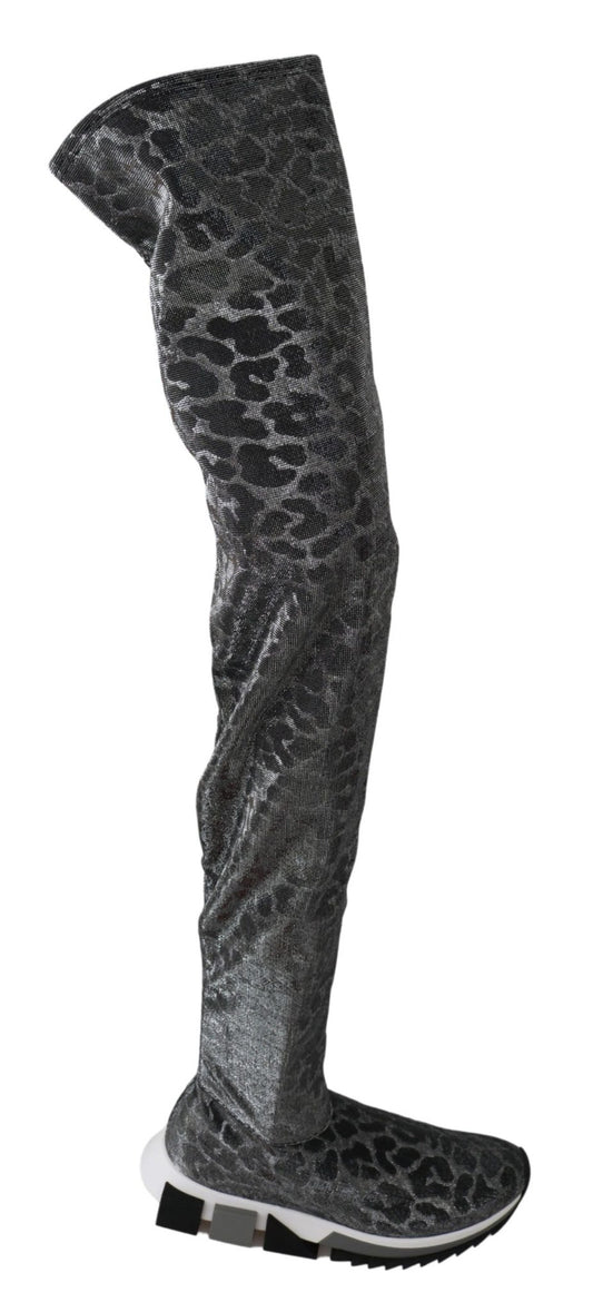 Dolce & Gabbana Elegant Leopard Booties Above Knee Shoes - Sandy Store ByNet