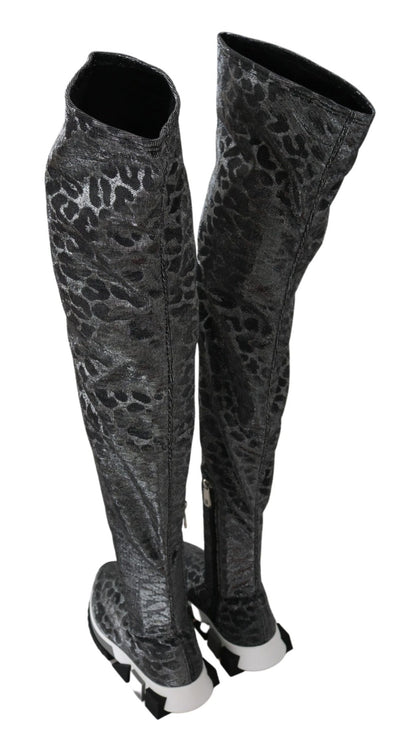 Dolce & Gabbana Elegant Leopard Booties Above Knee Shoes - Sandy Store ByNet
