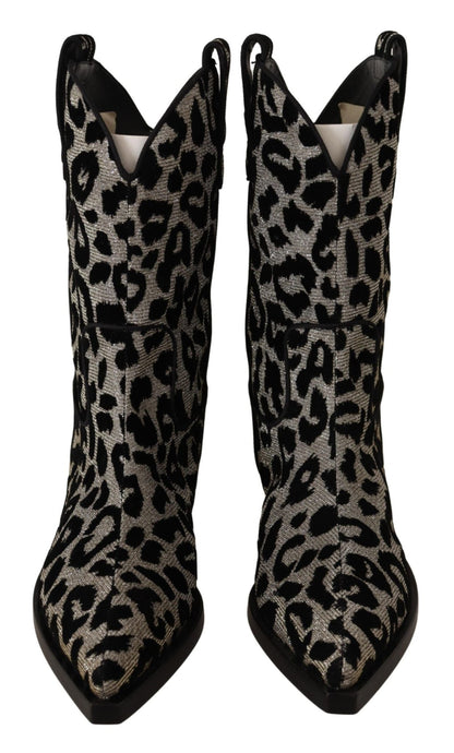 Dolce & Gabbana Elegant Leopard Print Mid Calf Boots - Sandy Store ByNet