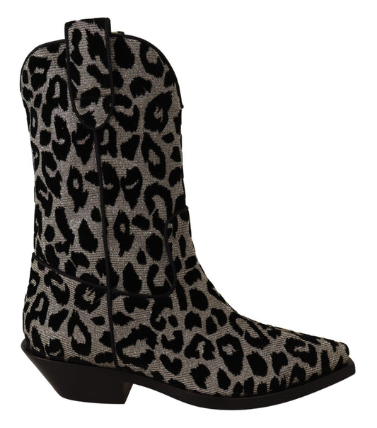 Dolce & Gabbana Elegant Leopard Print Mid Calf Boots - Sandy Store ByNet