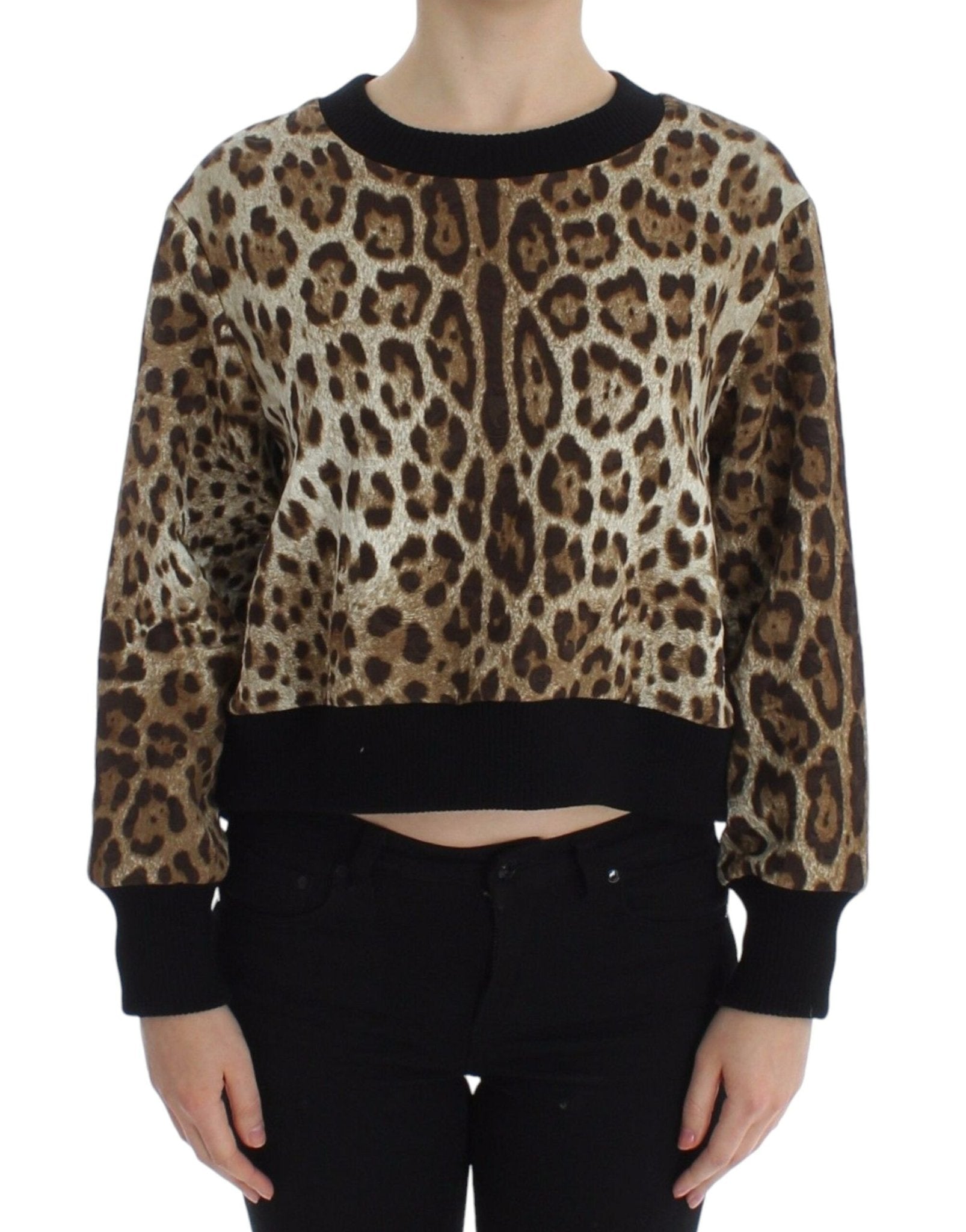 Dolce & Gabbana Elegant Leopard Print Short Sweater Top - Sandy Store ByNet