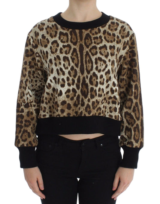 Dolce & Gabbana Elegant Leopard Print Short Sweater Top - Sandy Store ByNet