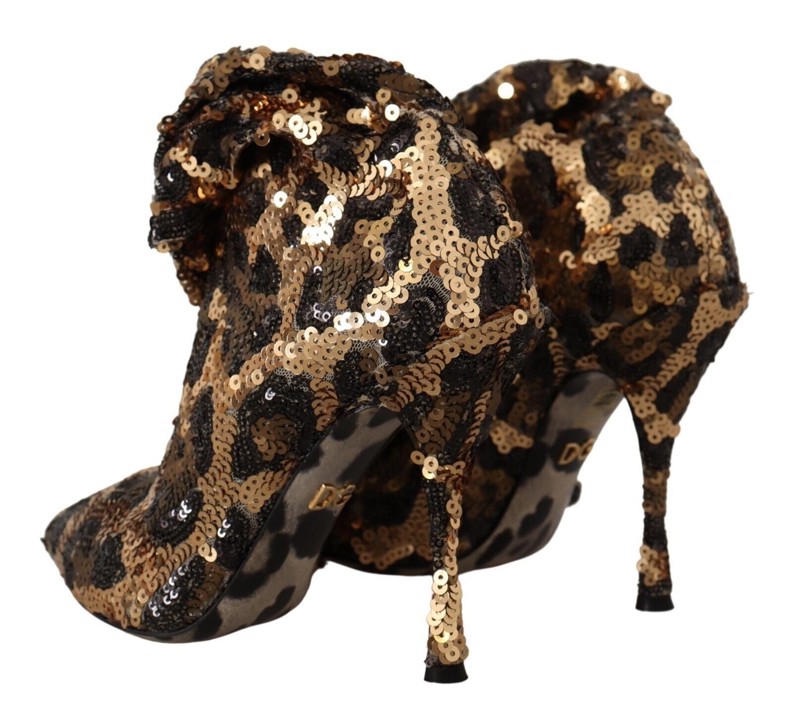 Dolce & Gabbana Elegant Leopard Sequin Knee - High Boots - Sandy Store ByNet