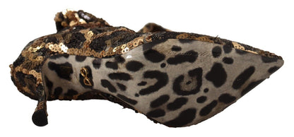 Dolce & Gabbana Elegant Leopard Sequin Knee - High Boots - Sandy Store ByNet