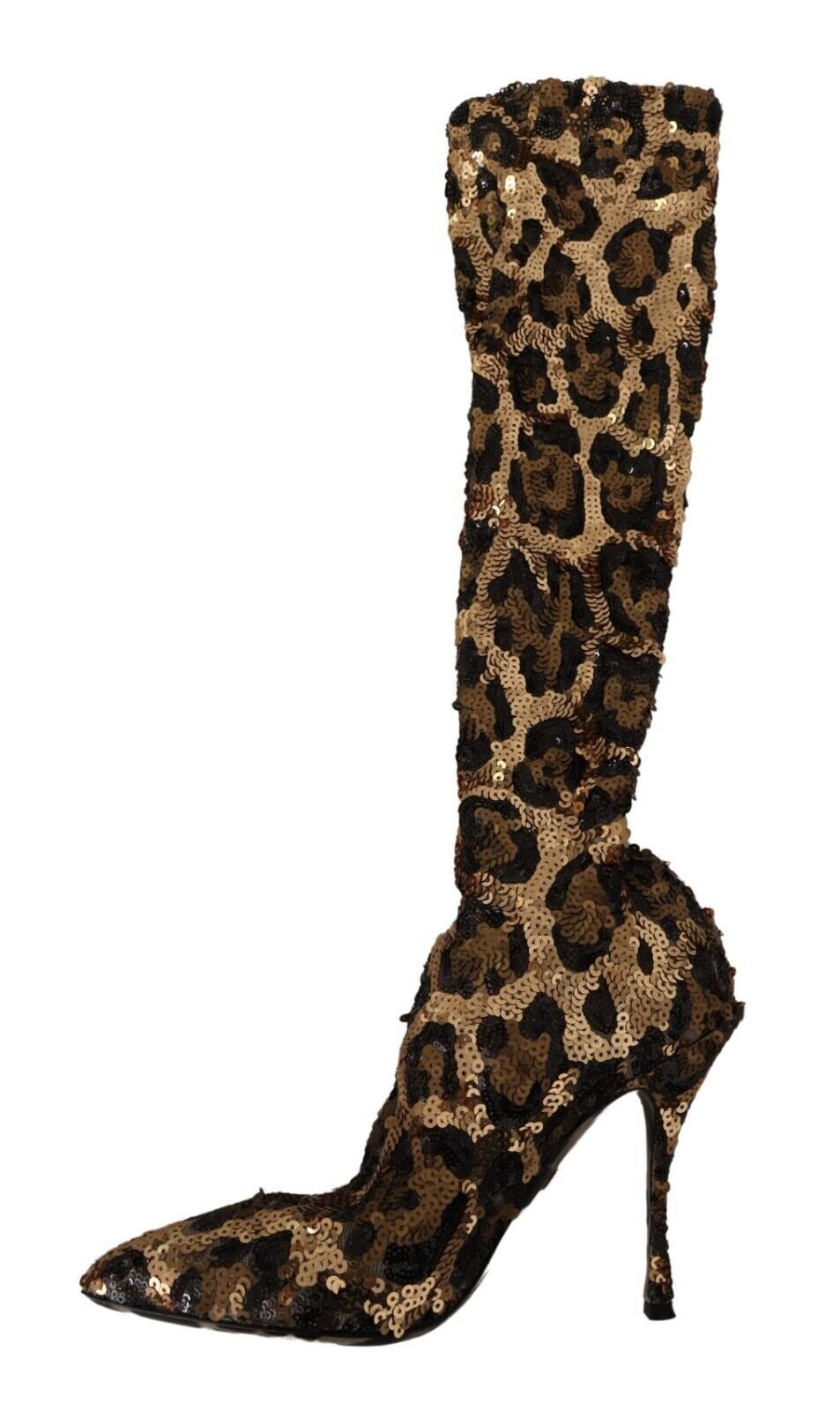 Dolce & Gabbana Elegant Leopard Sequin Knee - High Boots - Sandy Store ByNet