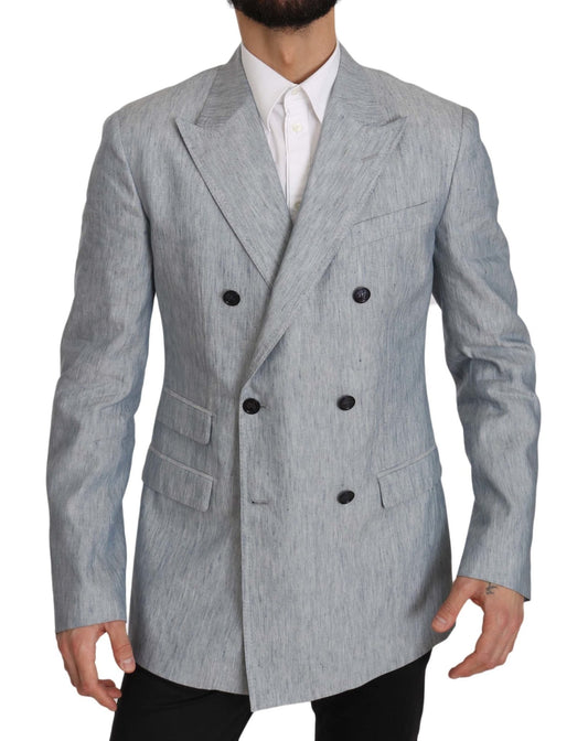 Dolce & Gabbana Elegant Light Blue Double Breasted Blazer - Sandy Store ByNet