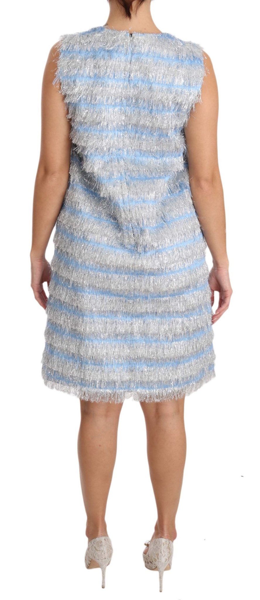 Dolce & Gabbana Elegant Light Blue Fringe Shift Dress - Sandy Store ByNet