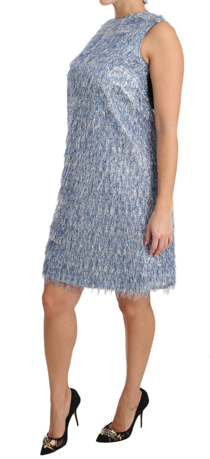 Dolce & Gabbana Elegant Light Blue Fringe Shift Dress - Sandy Store ByNet