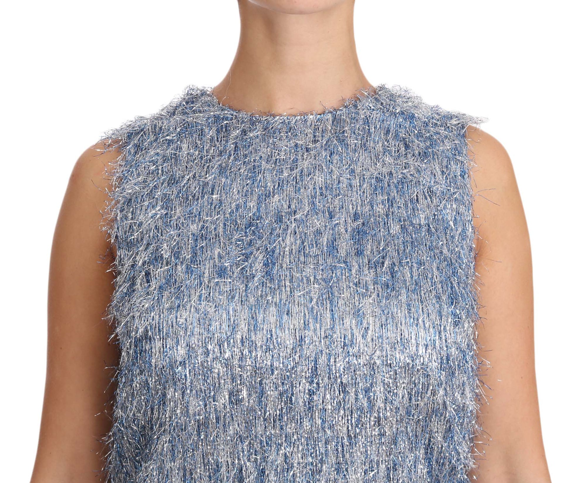 Dolce & Gabbana Elegant Light Blue Fringe Shift Dress - Sandy Store ByNet