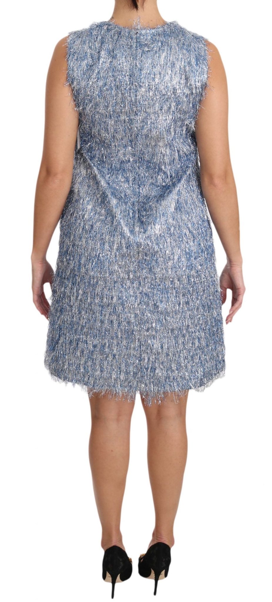 Dolce & Gabbana Elegant Light Blue Fringe Shift Dress - Sandy Store ByNet