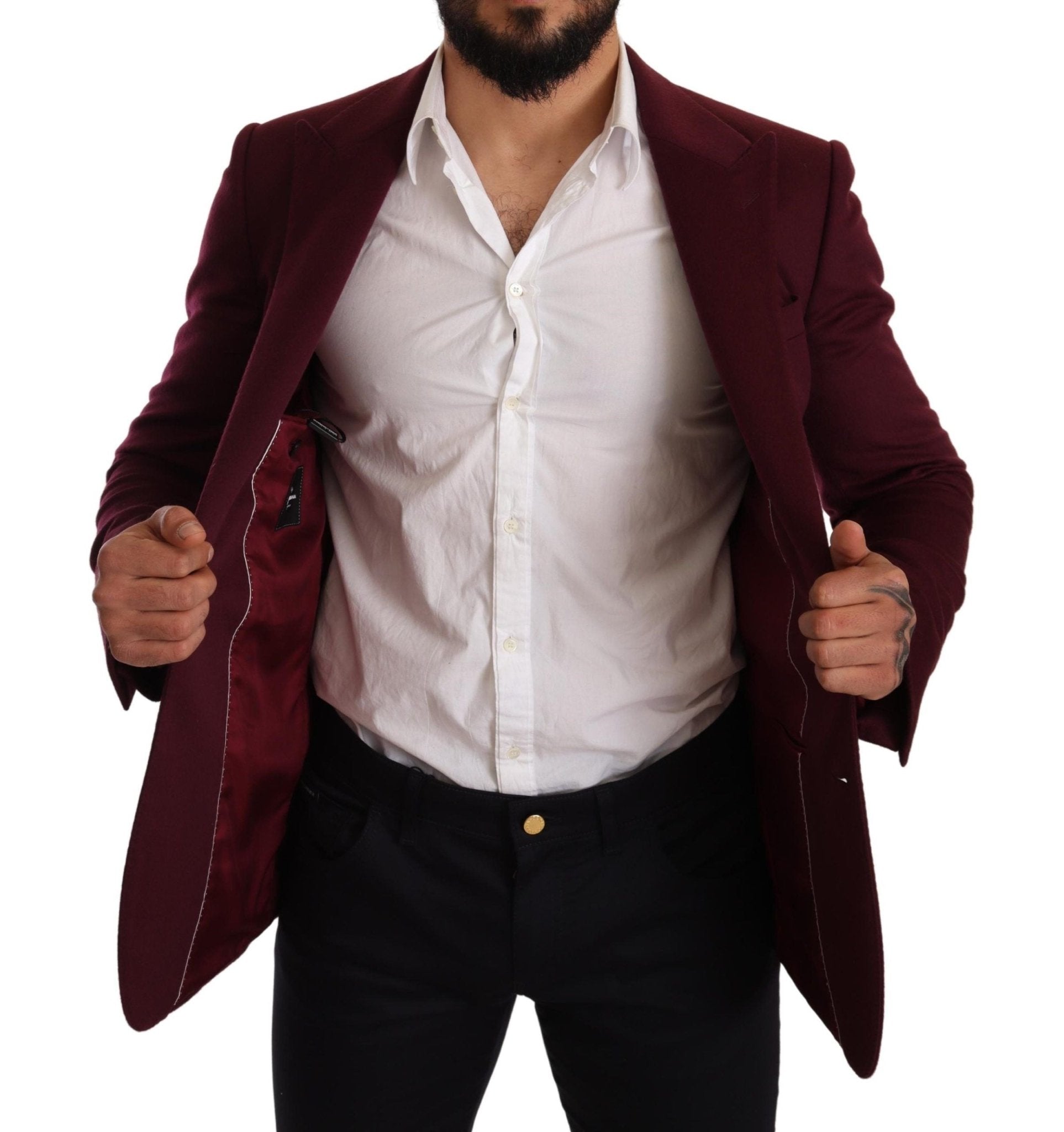 Dolce & Gabbana Elegant Maroon Bordeaux Cashmere Blazer - Sandy Store ByNet