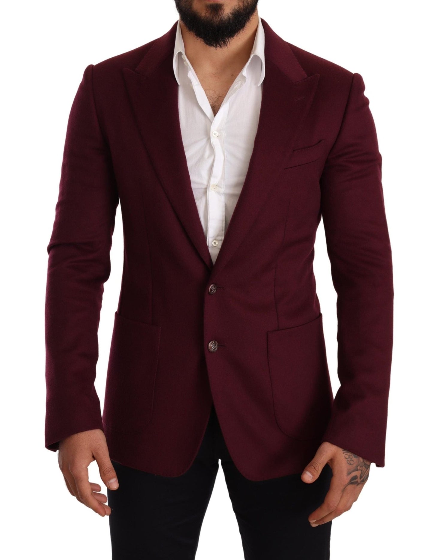 Dolce & Gabbana Elegant Maroon Bordeaux Cashmere Blazer - Sandy Store ByNet