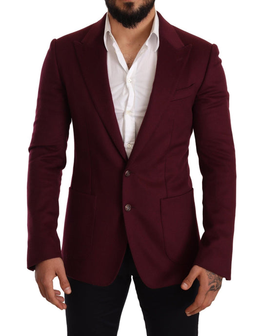 Dolce & Gabbana Elegant Maroon Bordeaux Cashmere Blazer - Sandy Store ByNet