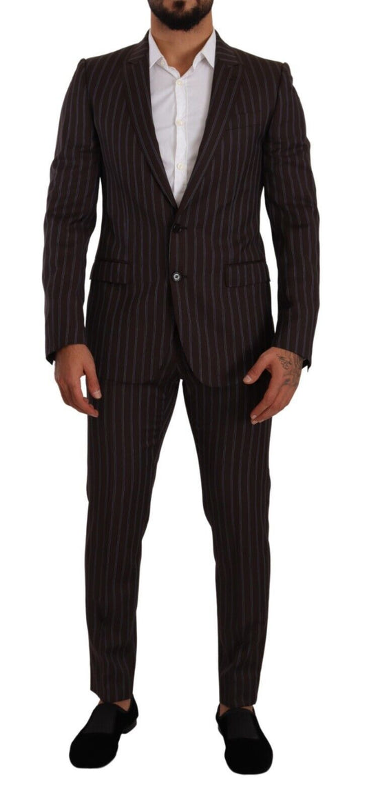 Dolce & Gabbana Elegant Maroon Striped Slim Fit Suit - Sandy Store ByNet