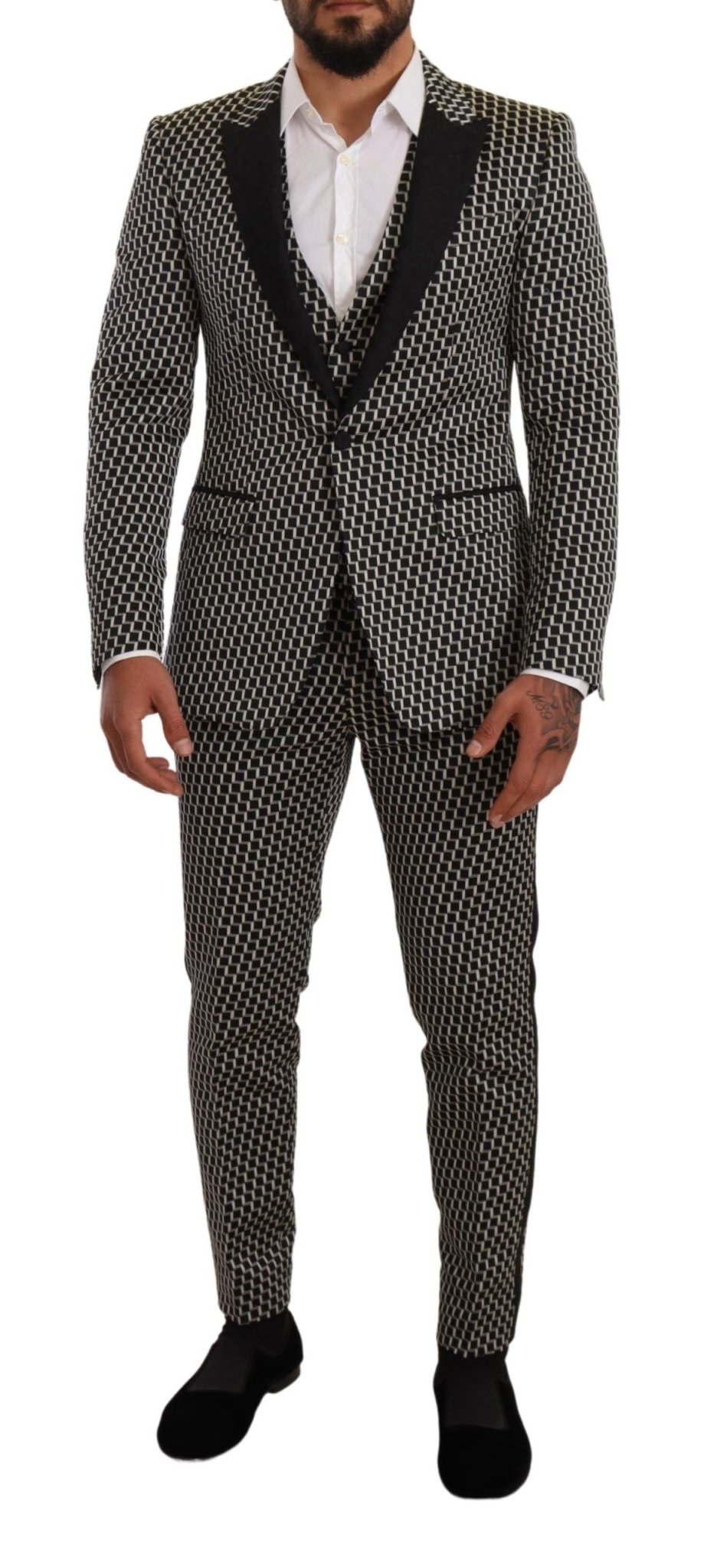 Dolce & Gabbana Elegant Martini Black Check Three - Piece Suit - Sandy Store ByNet