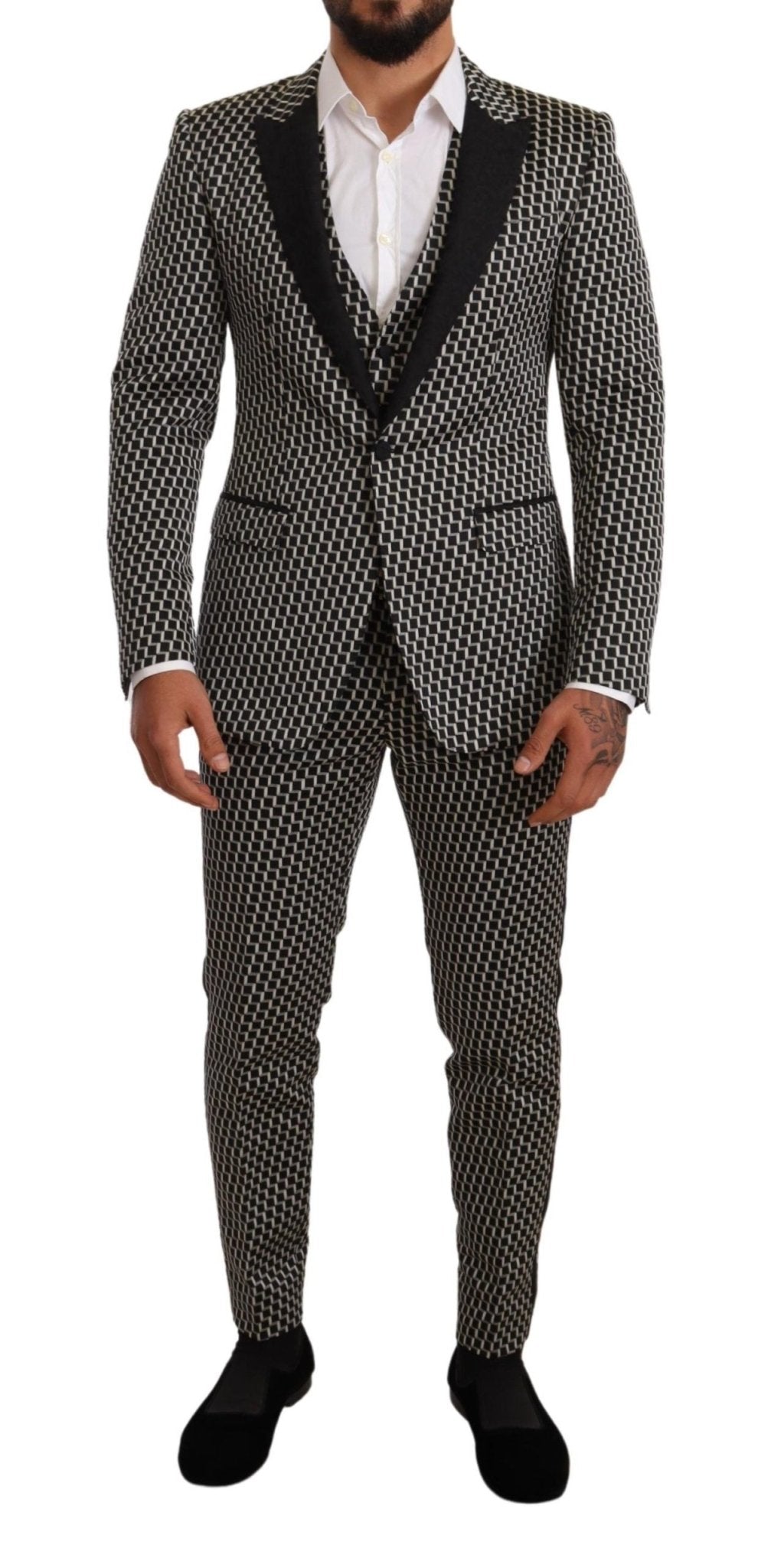 Dolce & Gabbana Elegant Martini Black Check Three - Piece Suit - Sandy Store ByNet
