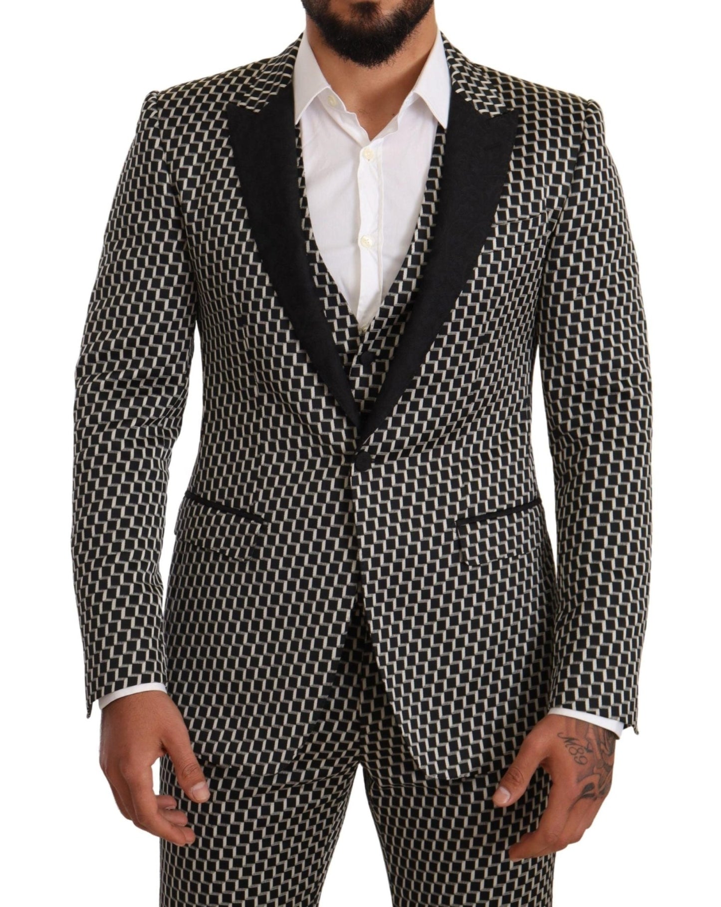 Dolce & Gabbana Elegant Martini Black Check Three - Piece Suit - Sandy Store ByNet