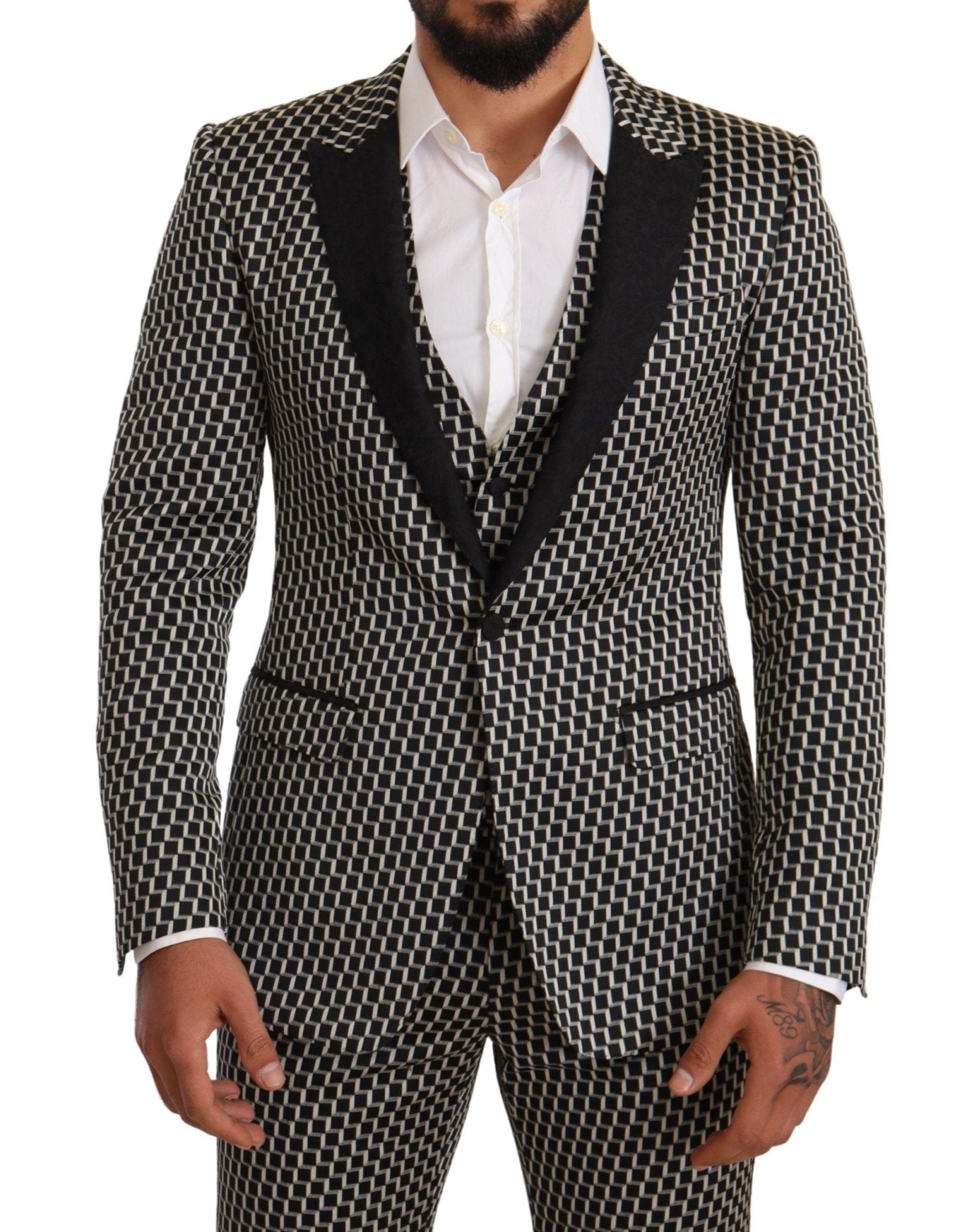 Dolce & Gabbana Elegant Martini Black Check Three - Piece Suit - Sandy Store ByNet