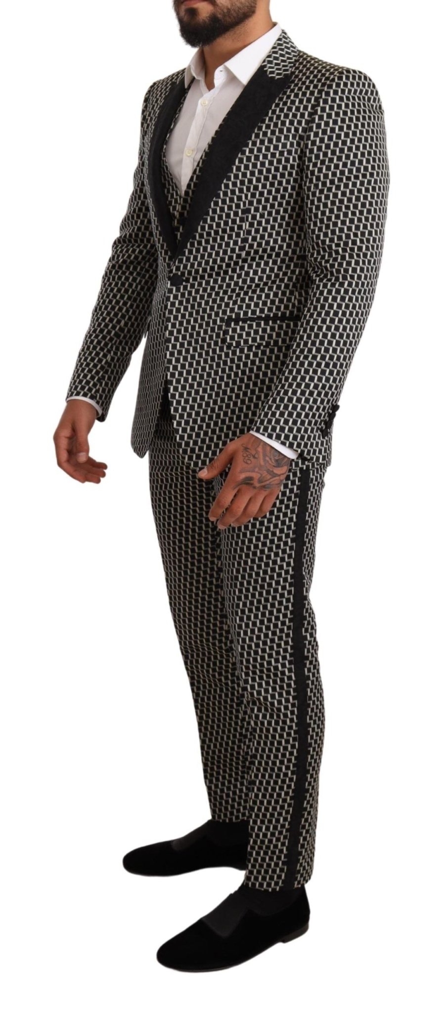 Dolce & Gabbana Elegant Martini Black Check Three - Piece Suit - Sandy Store ByNet