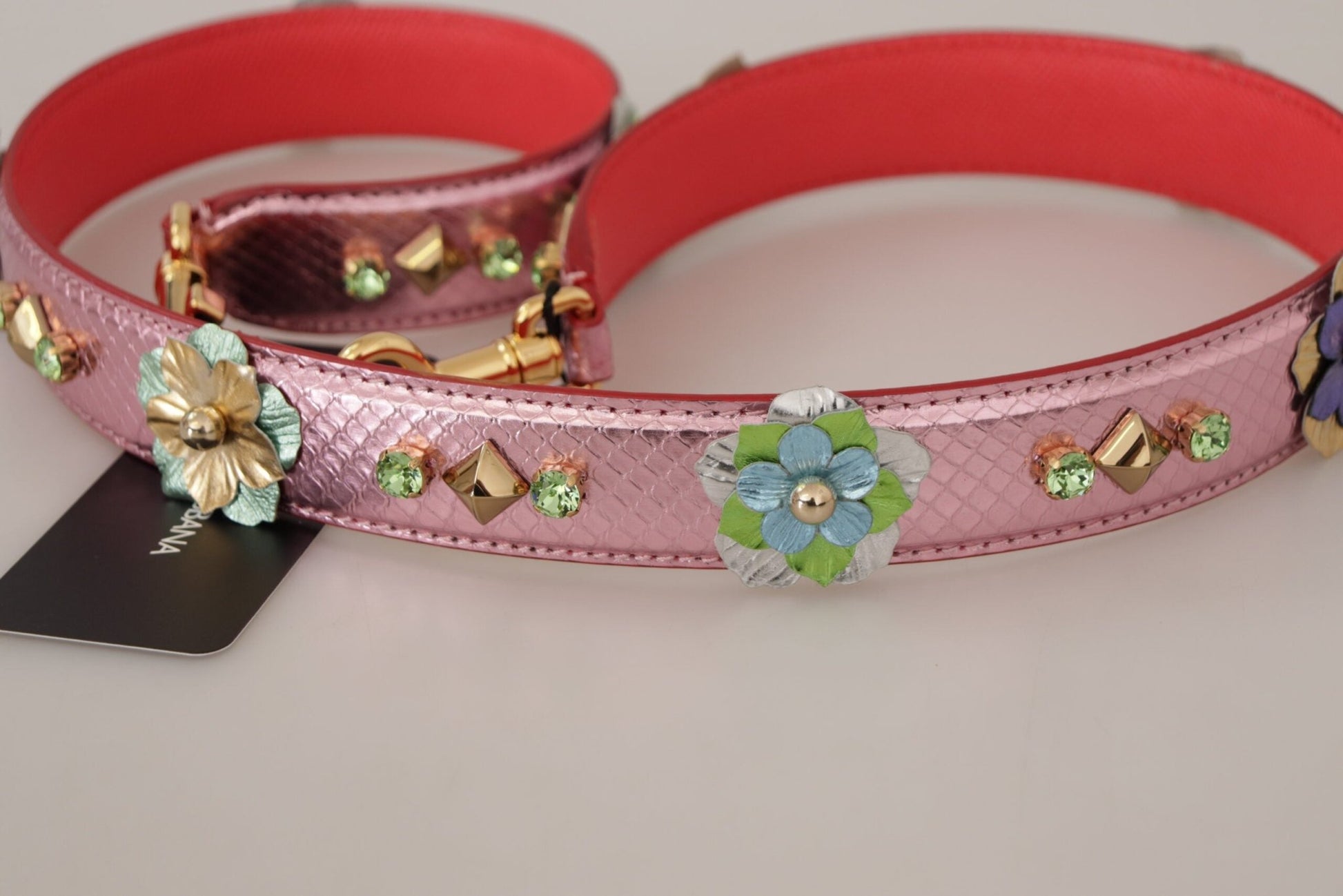 Dolce & Gabbana Elegant Metallic Pink Leather Shoulder Strap - Sandy Store ByNet