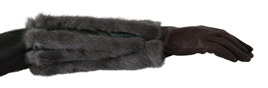 Dolce & Gabbana Elegant Mid - Arm Leather Gloves in Brown - Sandy Store ByNet