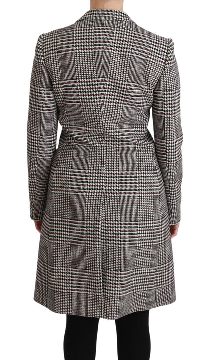 Dolce & Gabbana Elegant Multicolor Checked Knee - Length Jacket Coat - Sandy Store ByNet