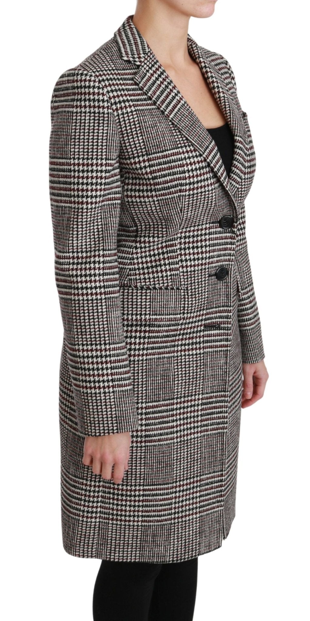 Dolce & Gabbana Elegant Multicolor Checked Knee - Length Jacket Coat - Sandy Store ByNet