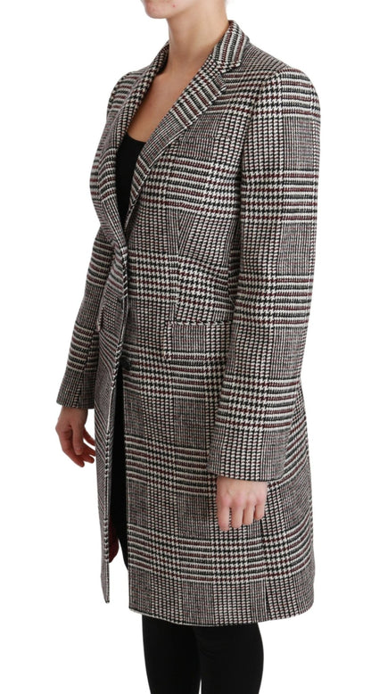 Dolce & Gabbana Elegant Multicolor Checked Knee - Length Jacket Coat - Sandy Store ByNet