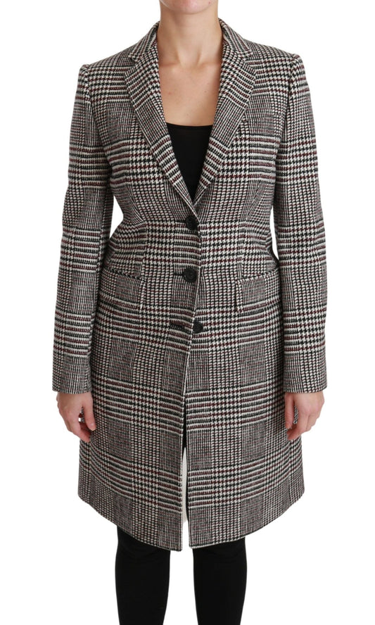 Dolce & Gabbana Elegant Multicolor Checked Knee - Length Jacket Coat - Sandy Store ByNet