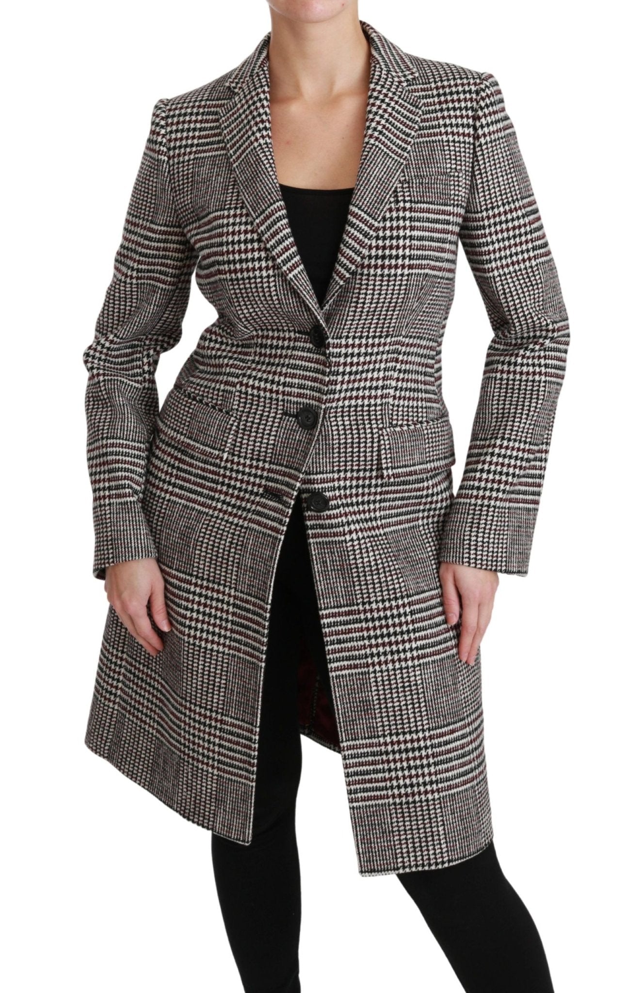 Dolce & Gabbana Elegant Multicolor Checked Knee - Length Jacket Coat - Sandy Store ByNet
