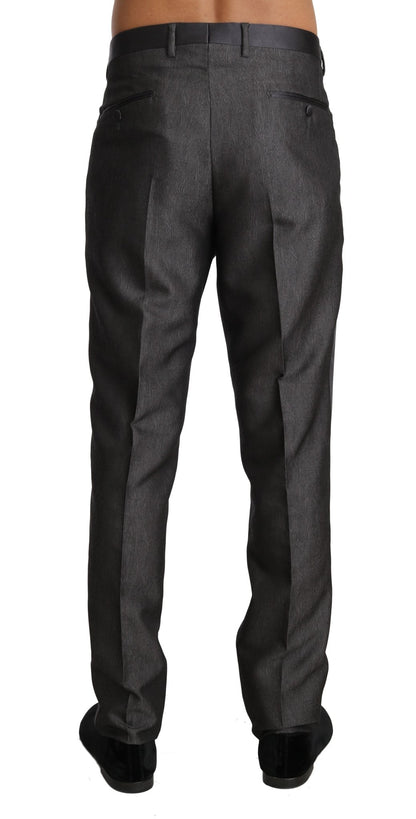 Dolce & Gabbana Elegant Patterned Gray Wool Blend Trousers - Sandy Store ByNet